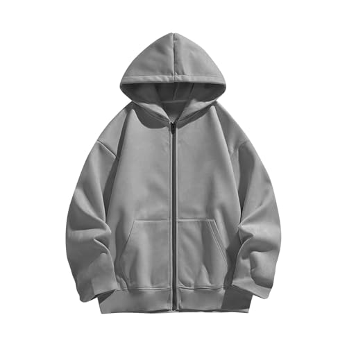 XINYUNZU Jungen Mädchen Sweatjacke Kapuzenjacke Hoodie Jacke Langarm Einfarbig Sportjacke Freizeitjacke Outdoor Sweatshirt Übergangsjacke Kinder und Teenager Herbstjacke Winterjacke Gray 13 Jahre von XINYUNZU