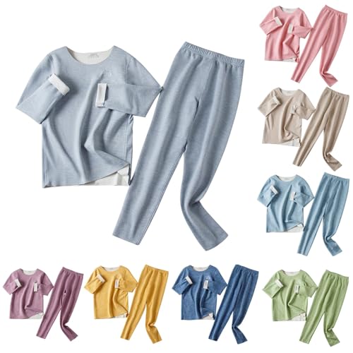 XINYUNZU Jungen Schlafanzug Basic Pyjama Set Kinder Hausanzug Dünn Langarmshirt + Hose Set Boys Casual Outfit 2 Teilig Frühling Teenager Freizeit Klamotten Angebote des Tages Heute Grau 15 Jahre von XINYUNZU
