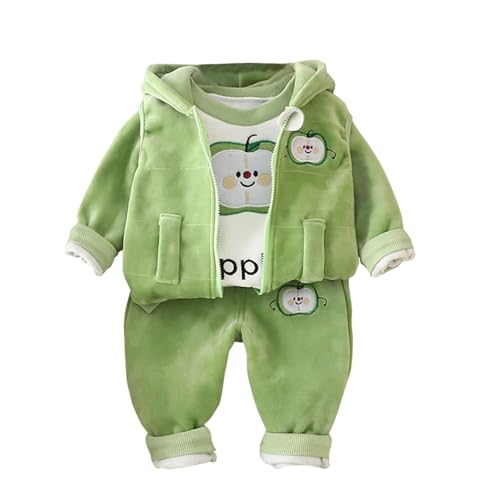 XINYUNZU Jungen Trainingsanzug 3 Teilig Jogginganzug Kinder Jogginghose + Langarmshirt + Jacke Set Sportanzug Warm Casual Anzug Frühling Bekleidungsset Outlet Angebote Sale Grün 2 Jahre von XINYUNZU