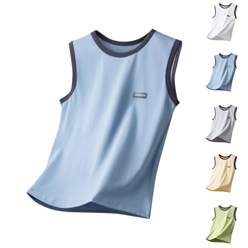 XINYUNZU Jungen Unterhemd Baumwolle Sport Tanktop Kinder Sommer Tank Top Boy Ärmellose Shirt Basic Tops Outdoor Oberteile Teenager Achselshirt Blitzangebote Himmelblau 12 Jahre von XINYUNZU