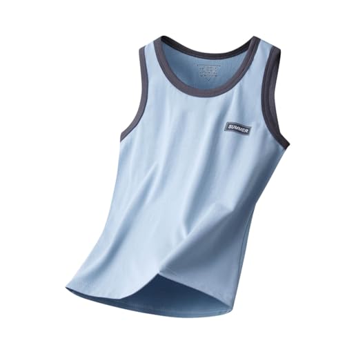 XINYUNZU Jungen Unterhemd Baumwolle Sport Tanktop Kinder Sommer Tank Top Boy Ärmellose Shirt Basic Tops Outdoor Oberteile Teenager Achselshirt Outlet Angebote Himmelblau 11 Jahre von XINYUNZU