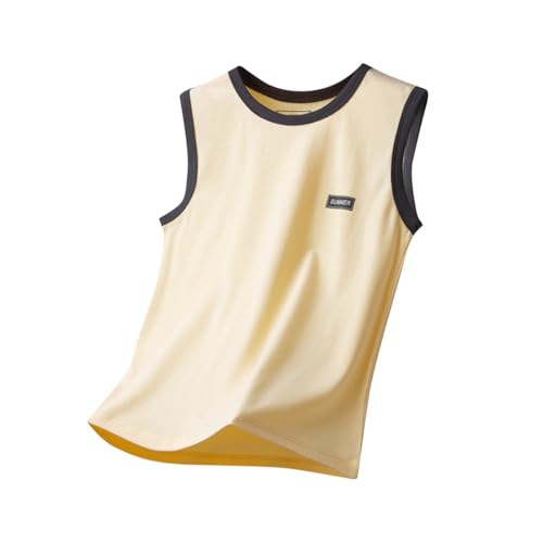 XINYUNZU Jungen Unterhemd Baumwolle Sport Tanktop Kinder Sommer Tank Top Boy Ärmellose Shirt Basic Tops Outdoor Oberteile Teenager Achselshirt Outlet Shop Beige 4 Jahre von XINYUNZU