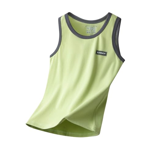 XINYUNZU Jungen Unterhemd Baumwolle Sport Tanktop Kinder Sommer Tank Top Boy Ärmellose Shirt Basic Tops Outdoor Oberteile Teenager Achselshirt Sale Angebote Grün 14 Jahre von XINYUNZU