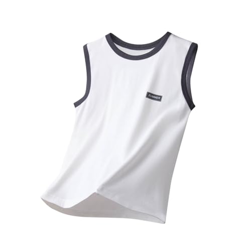 XINYUNZU Jungen Unterhemd Baumwolle Sport Tanktop Kinder Sommer Tank Top Boy Ärmellose Shirt Basic Tops Outdoor Oberteile Teenager Achselshirt Sale Weiß 7 Jahre von XINYUNZU