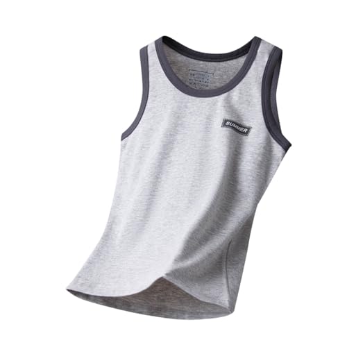 XINYUNZU Jungen Unterhemd Baumwolle Sport Tanktop Kinder Sommer Tank Top Boy Ärmellose Shirt Basic Tops Outdoor Oberteile Teenager Achselshirt Super Sale Angebote Grau 12 Jahre von XINYUNZU