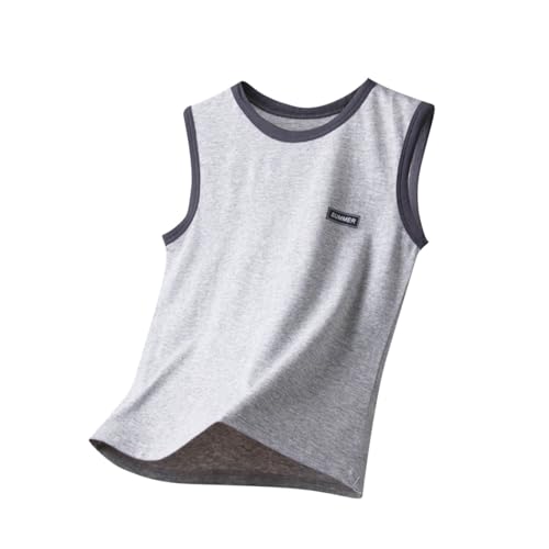 XINYUNZU Jungen Unterhemd Baumwolle Sport Tanktop Kinder Sommer Tank Top Boy Ärmellose Shirt Basic Tops Outdoor Oberteile Teenager Achselshirt Super Sale Angebote Grau 15 Jahre von XINYUNZU