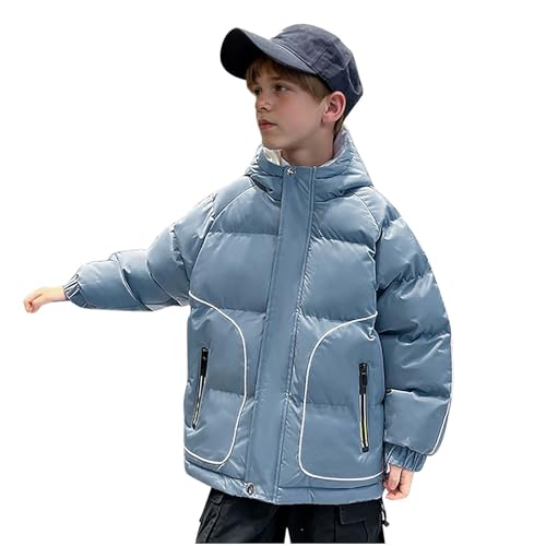 XINYUNZU Jungen Winterjacke Daunenjacke Wasserdicht Verdickte Puffer Jacke Boys Coat Warm Mode Kapuzenjacke Coole Winterjacken Kinder und Teenager Outdoor Jacken Blau 15 Jahre von XINYUNZU