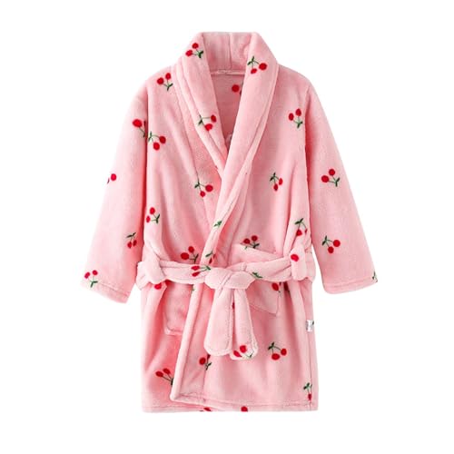 XINYUNZU Kinder Bademantel Baumwolle Jungen Mädchen Kuscheliger Hausmantel mit Taschen Nachthemd Morgenmantel Saunamantel Badeponcho Bathrobe Warm Kinderbademantel Outlet Angebote Sale Rosa 4 Jahre von XINYUNZU