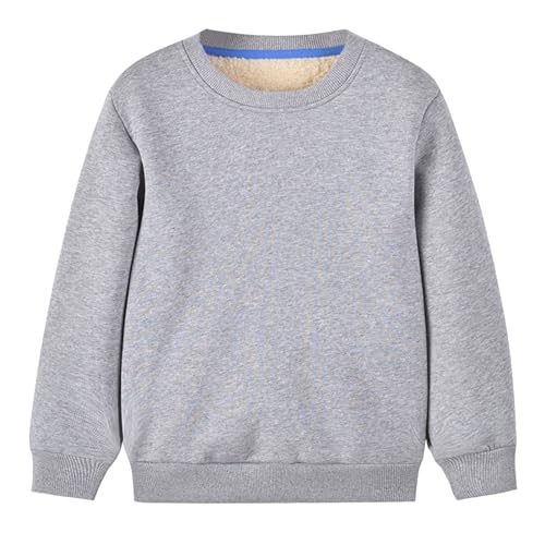 XINYUNZU Kinder Fleece Sweatshirt Baumwolle Thermoshirt Einfarbig Sportshirt Langarm Warm Lässige Oberteile Winter Pullover Sweatshirts für Jungen und Mädchen 1-8 Jahre Alt Grau 3 Jahre von XINYUNZU