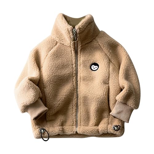XINYUNZU Kinder Fleecejacke Winterjacke Warm Verdickte Fleece Jacke Kuscheljacke mit Reißverschluss Outdoor Jacken für Mädchen und Jungen 1-10 Jahre Alt Khaki 6 Jahre von XINYUNZU