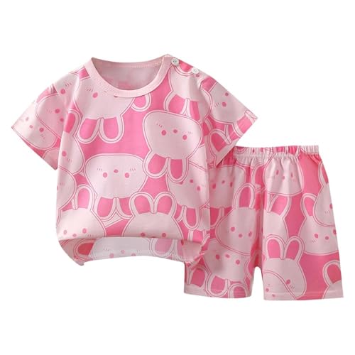 XINYUNZU Kinder Kleidung Mädchen Baumwolle Sommer Shorts und T-Shrit Set Casual Kinderkleidung Hausanzug Leicht Kuschel Sommeroutfit Schlafanzug Warehouse Deal Rosa 5 Jahre von XINYUNZU