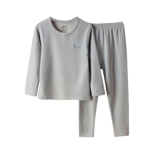 XINYUNZU Kinder Kleidung Set Hausanzug Langarmshirt + Thermohose Set 2 Teiler Casual Outfit Thermo Schlafanzug Pyjama Set Bekleidungssets für Mädchen und Jungen Angebote des Tages Heute Grau 2 Jahre von XINYUNZU