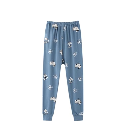 XINYUNZU Kinder Pyjama Hose Baumwolle Schlafhose Kuschelig Freizeithose Kuschelhose Jogginghose Warm Herbst Winter Gefütterte Hosen für Jungen und Mädchen 8-13 Jahre Alt Sale Angebote Blau 9 Jahre von XINYUNZU
