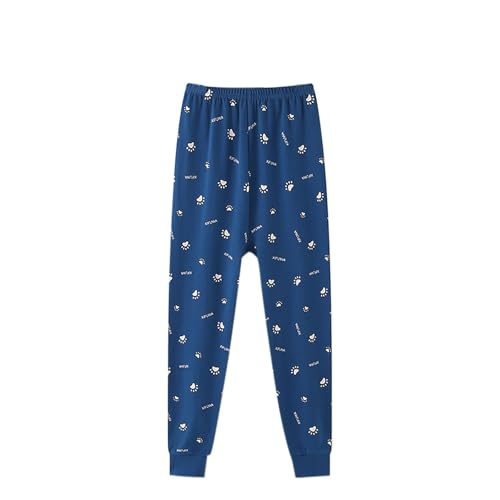 XINYUNZU Kinder Pyjama Hose Baumwolle Schlafhose Kuschelig Freizeithose Kuschelhose Jogginghose Warm Herbst Winter Gefütterte Hosen für Jungen und Mädchen 8-13 Jahre Alt Warehouse Deal Blau 8 Jahre von XINYUNZU