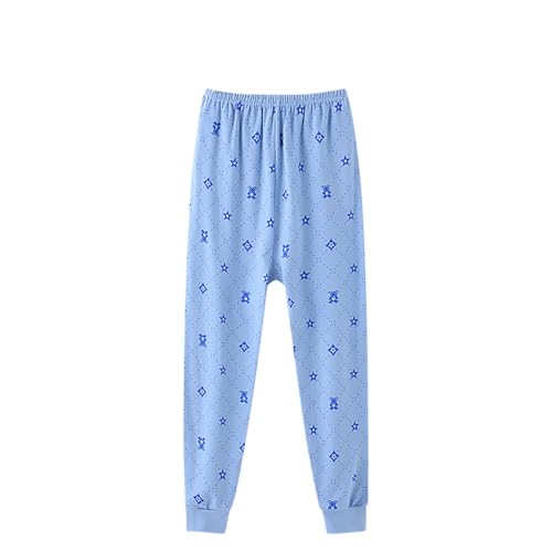 XINYUNZU Kinder Pyjama Hose Baumwolle Schlafhose Kuschelig Freizeithose Kuschelhose Jogginghose Warm Herbst Winter Gefütterte Hosen für Jungen und Mädchen Angebote des Tages Heute Hellblau 12 Jahre von XINYUNZU