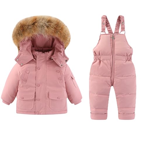 XINYUNZU Kinder Schneeanzug Jungen Mädchen Skianzug 2 Teilig Skianzug Skihose und Winterjacke Set Winteranzug Warm Wasserdicht Outdoor Skikleidung Zweiteiler Warehouse Rosa 3 Jahre von XINYUNZU