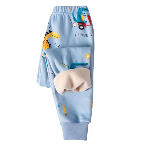 XINYUNZU Kinder Thermohose Gefütterte Hose Winterhose Kuschel Jogginghose Thermo Leggings Elastische Taille Sporthose Warme Hosen für Jungen und Mädchen 1-13 Jahre Alt Himmelblau 12 Jahre von XINYUNZU