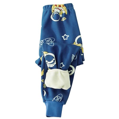 XINYUNZU Kinder Thermohose Gefütterte Hose Winterhose Kuschel Jogginghose Thermo Leggings Elastische Taille Sporthose Warme Hosen für Jungen und Mädchen 1-13 Jahre Alt Blau 12 Jahre von XINYUNZU