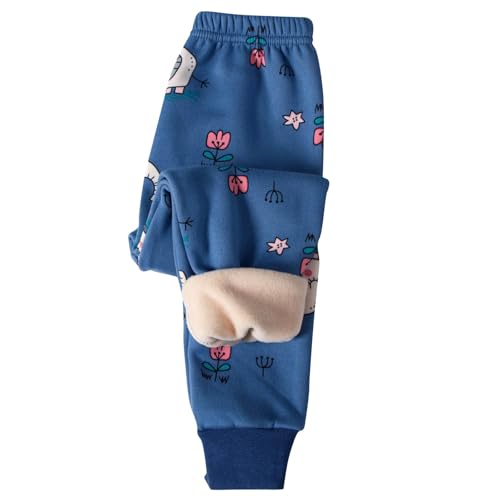 XINYUNZU Kinder Thermohose Gefütterte Hose Winterhose Kuschel Jogginghose Thermo Leggings Elastische Taille Sporthose Warme Hosen für Jungen und Mädchen 1-13 Jahre Alt Blau 9 Jahre von XINYUNZU