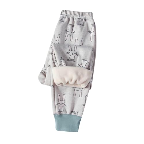 XINYUNZU Kinder Thermohose Gefütterte Hose Winterhose Kuschel Jogginghose Warm Thermo Leggings Elastische Taille Sporthose Warme Hosen für Jungen und Mädchen Grau 120 von XINYUNZU