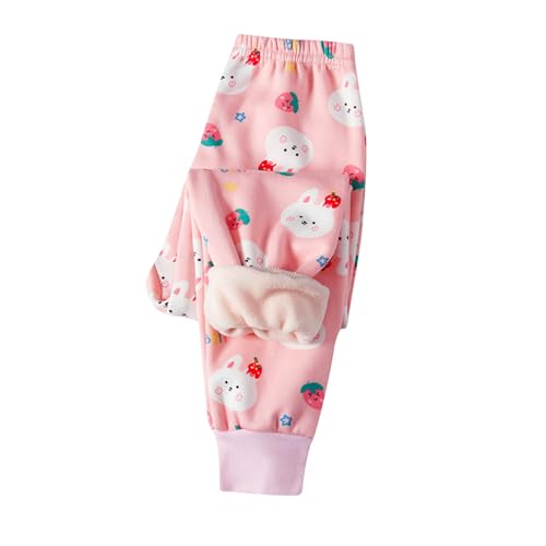 XINYUNZU Kinder Thermohose Gefütterte Hose Winterhose Kuschel Jogginghose Warm Thermo Leggings Elastische Taille Sporthose Warme Hosen für Jungen und Mädchen Rosa 110 von XINYUNZU