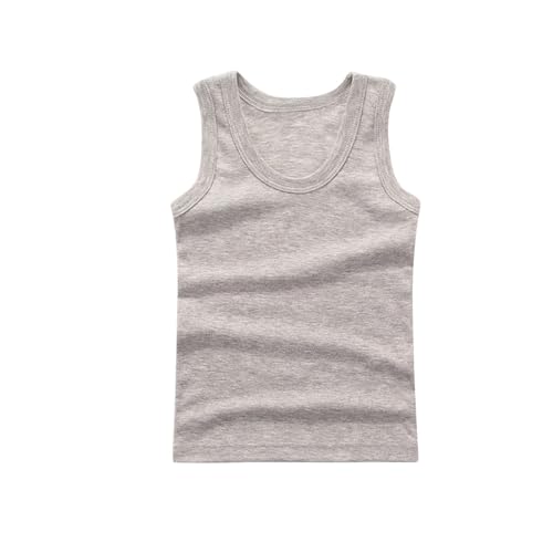 XINYUNZU Kinder Unterhemd Baumwolle Sommer Ärmellose Shirt Tank Top Einfarbig Casual Tanktop Unterwäsche Unisex Tops für Mädchen und Jungen Angebot des Tages Grau 7 Jahre von XINYUNZU