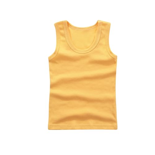 XINYUNZU Kinder Unterhemd Baumwolle Sommer Ärmellose Shirt Tank Top Einfarbig Casual Tanktop Unterwäsche Unisex Tops für Mädchen und Jungen Blitzangebote des Tages Gelb 11 Jahre von XINYUNZU