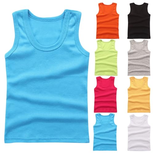 XINYUNZU Kinder Unterhemd Baumwolle Sommer Ärmellose Shirt Tank Top Einfarbig Casual Tanktop Unterwäsche Unisex Tops für Mädchen und Jungen Sale Angebote Blau 11 Jahre von XINYUNZU