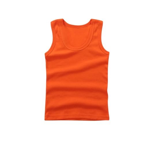 XINYUNZU Kinder Unterhemd Baumwolle Sommer Ärmellose Shirt Tank Top Einfarbig Casual Tanktop Unterwäsche Unisex Tops für Mädchen und Jungen Warehouse Deals Angebote Orange 13 Jahre von XINYUNZU