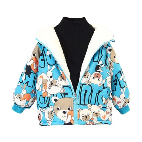 XINYUNZU Kinder Winterjacke Jungen Mädchen Verdicke Fleece Gefütterte Jacke Mode Fleecejacke Kinderjacke mit Kapuze Winter Wintermantel Boy Coat Warm Outdoor Jacken Blau 120/4 Jahre von XINYUNZU
