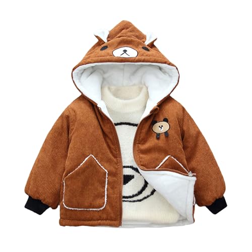 XINYUNZU Kinder Winterjacke Jungen Mädchen Verdicke Fleece Gefütterte Jacke Mode Fleecejacke Kinderjacke mit Kapuze Winter Wintermantel Boy Coat Warm Outdoor Jacken Kaffee 110/2 Jahre von XINYUNZU