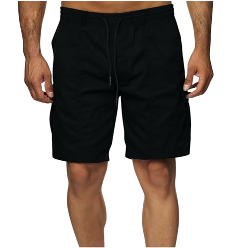 XINYUNZU Kurze Hose Herren Sommer Shorts Baggy Cargohose Kurz Casual Bermuda Cargo Shorts Latzhose Kurz Sommerhose Leicht Freizeitshorts Arbeitshosen Männer Gutschein 15 Euro Schwarz XXL von XINYUNZU