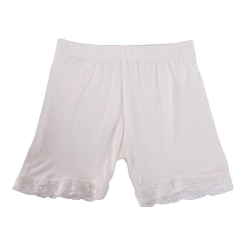 XINYUNZU Kurze Leggings Mädchen mit Spitze Baumwolle Radlerhose Dünne Shorts Casual Hose Kurz Bequeme Hosen Unterrock Kinder und Teenager Weiß 6-7 Jahre von XINYUNZU