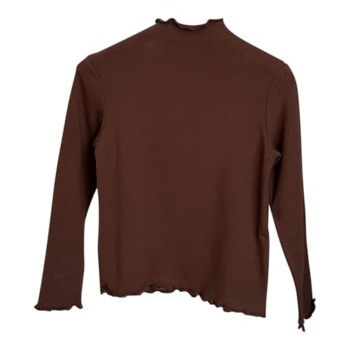 XINYUNZU Langarmshirt Mädchen Longsleeve Top Rollkragen Thermoshirt Kinder Einfarbige Unterwäsche Langarm Kuschel Pullover Tops für 2-10 Jahre Alt Outlet Kaffee 150 von XINYUNZU