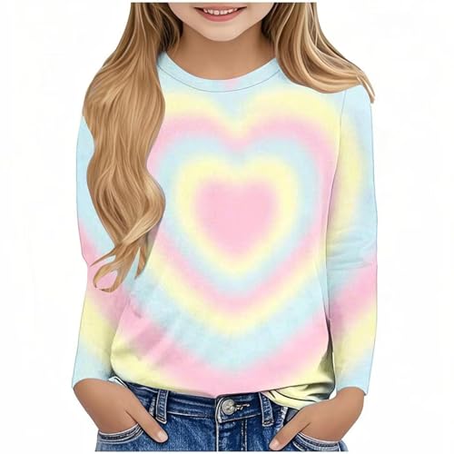 XINYUNZU Langarmshirt Valentinstag Mädchen Mode T-Shirt Langarm Kuschel Bunte Shirt Rundhals Longsleeve Top mit Love-Print Basic Langarmshirts für Mädchen Mintgrün 5 Jahre von XINYUNZU