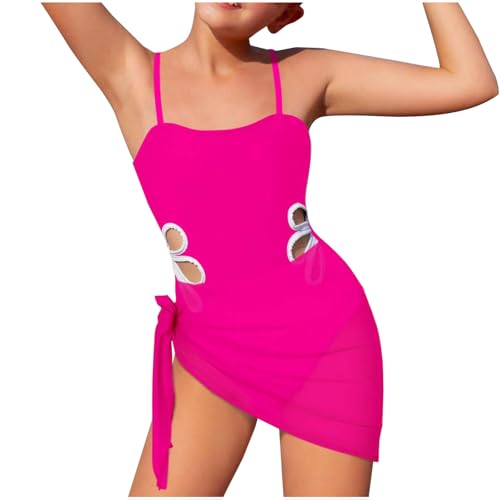 XINYUNZU Mädchen Badeanzug Einteiler mit Rock Sommer Bademode Ärmellos Slim Fit Verstellbar Schultergurt Schwimmanzug Kinder Badeanzüge Bikini Swimsuits Girl Strand Badebekleidung Rot 15 Jahre von XINYUNZU