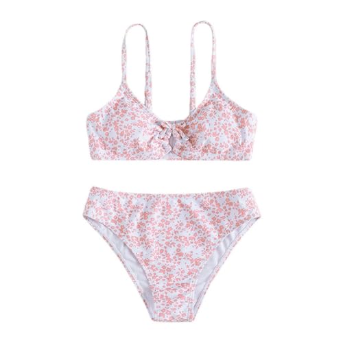 XINYUNZU Mädchen Bikini Zweiteiler Badeanzug Mode Blumen-Bademode Sommer Schwimmanzug Girls Strand Badebekleidung Set Bikinis für Kinder und Teenager Rosa 8 Jahre von XINYUNZU