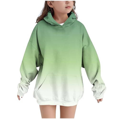 XINYUNZU Mädchen Hoodie Kapuzenpullover Farbverlauf Gefütterte Sweatshirt mit Kapuze & Tasche Casual Oberteile Langarm Pullover Sweatshirts für Kinder und Teenager Armeegrün 11 Jahre von XINYUNZU