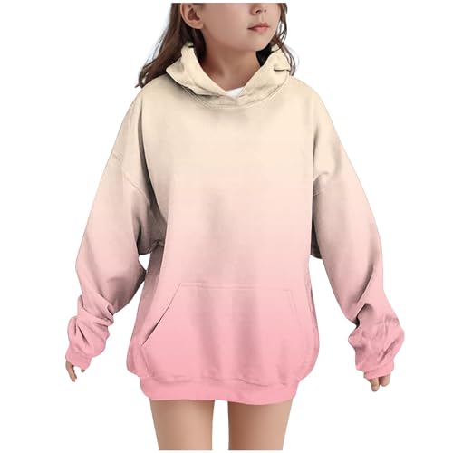 XINYUNZU Mädchen Hoodie Kapuzenpullover Farbverlauf Gefütterte Sweatshirt mit Kapuze & Tasche Casual Oberteile Langarm Pullover Sweatshirts für Kinder und Teenager Rosa 11 Jahre von XINYUNZU