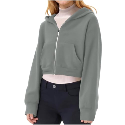 XINYUNZU Mädchen Hoodie mit Reißverschluss Kurze Sweatjacke Kapuzenpullover Kapuzenjacke Einfarbig Freizeit Outdoor Mode Jacke Kinder Übergangsjacke Herbstjacke Gray 11 Jahre XINYUNZU Mädchen Hoodie mit Reißverschluss Kurze Sweatjacke Kapuzenpullover Kapuzenjacke Einfarbig Freizeit Outdoor Mode Jacke Kinder Übergangsjacke Herbstjacke Gray 11 Jahre von XINYUNZU