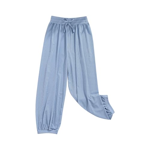 XINYUNZU Mädchen Hosen Leichte Sommerhose Dünne Hose Baggy Einfarbig Casual Sporthose Pants Girl Sommer Eisseide Freizeithose Luftige Outdoorhose Kinder Blau 110 von XINYUNZU