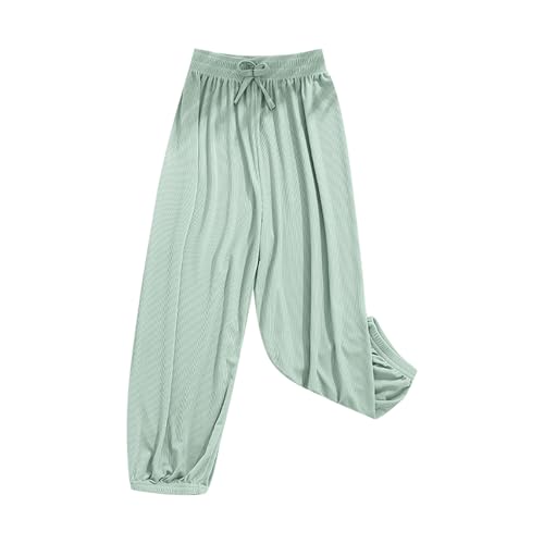XINYUNZU Mädchen Hosen Leichte Sommerhose Dünne Hose Baggy Einfarbig Casual Sporthose Pants Girl Sommer Eisseide Freizeithose Luftige Outdoorhose Kinder Grün 150 von XINYUNZU