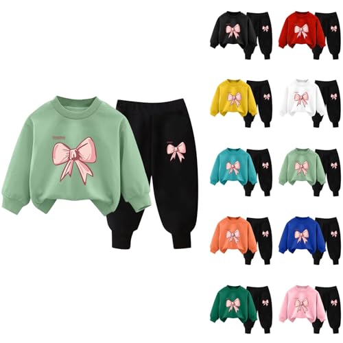 XINYUNZU Mädchen Jogginganzug Sweatshirt und Jogginghose Set Kinder Kleidung Set Fleece Sportanzug 2 Teiler Outfit Kuschel Klamotten Thermo Bekleidungssets Grün 4 Jahre von XINYUNZU