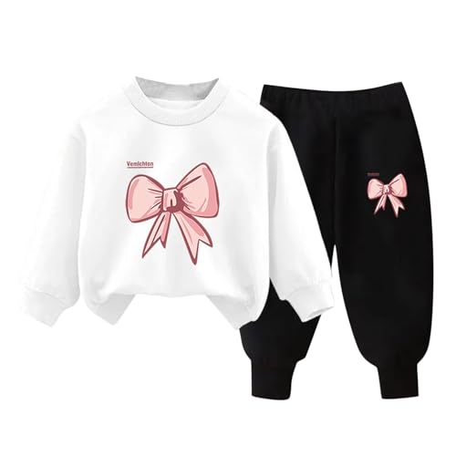 XINYUNZU Mädchen Jogginganzug Sweatshirt und Jogginghose Set Kinder Kleidung Set Fleece Sportanzug 2 Teiler Outfit Kuschel Klamotten Thermo Bekleidungssets Weiß 4 Jahre von XINYUNZU