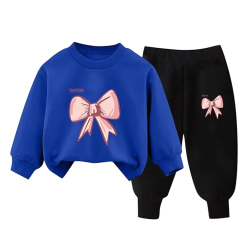 XINYUNZU Mädchen Jogginganzug Sweatshirt und Jogginghose Set Kinder Kleidung Set Fleece Sportanzug 2 Teiler Outfit Kuschel Klamotten Thermo Bekleidungssets Blau 4 Jahre von XINYUNZU