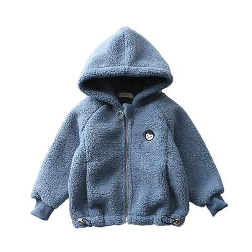 XINYUNZU Mädchen Jungen Fleecejacke Winterjacke Warm Verdickte Fleece Jacke Kuscheljacke Kinder Kapuzenjacke mit Reißverschluss Outdoor Jacken für 1-10 Jahre Alt Dunkelblau 100 von XINYUNZU
