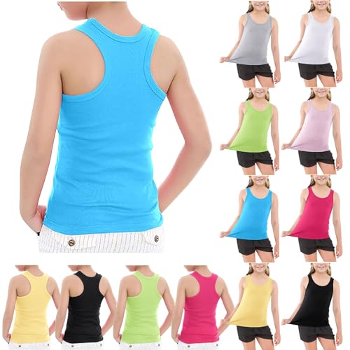 XINYUNZU Mädchen Jungen Tank Top Baumwolle Unterhemd Sommer Tanktop Einfarbig Ärmellose Shirt Bequeme Unterwäsche Sport Tops für Kinder Angebot Blau 10 Jahre von XINYUNZU