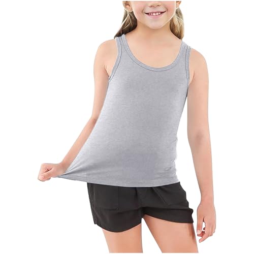 XINYUNZU Mädchen Jungen Tank Top Baumwolle Unterhemd Sommer Tanktop Einfarbig Ärmellose Shirt Bequeme Unterwäsche Sport Tops für Kinder Blitzangebote Grau 8 Jahre von XINYUNZU