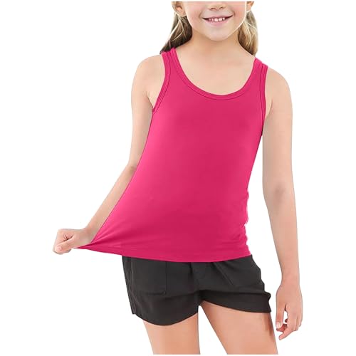 XINYUNZU Mädchen Jungen Tank Top Baumwolle Unterhemd Sommer Tanktop Einfarbig Ärmellose Shirt Bequeme Unterwäsche Sport Tops für Kinder Blitzangebote Pink 8 Jahre von XINYUNZU