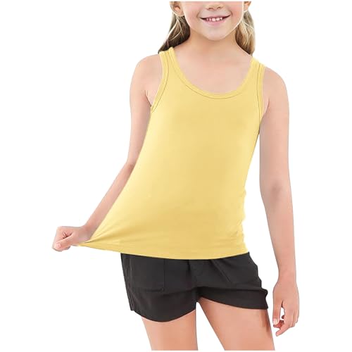 XINYUNZU Mädchen Jungen Tank Top Baumwolle Unterhemd Sommer Tanktop Einfarbig Ärmellose Shirt Bequeme Unterwäsche Sport Tops für Kinder Sale Gelb 10 Jahre von XINYUNZU
